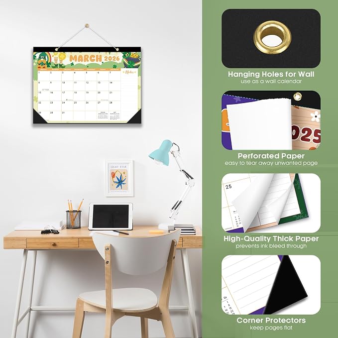 3 Pack of Desk Calendar 2026-2027, 21-Month Calendar Runs Unitl June 2027, Large 17" x 12" Monthly Desktop & Wall Calendar for Home & Office - Watercolor Festival