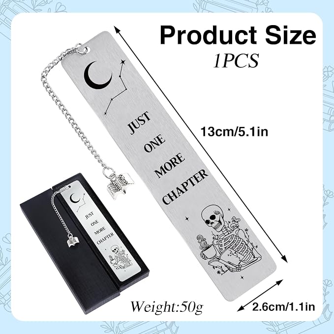 Funny Gothic Bookmarks Gifts - Gothic Bookmark Gifts for Women Skeleton Book Accessories for Reading Lovers Skull Halloween Gifts for Best Friends Birthday Thanksgiving Christmas Gifts