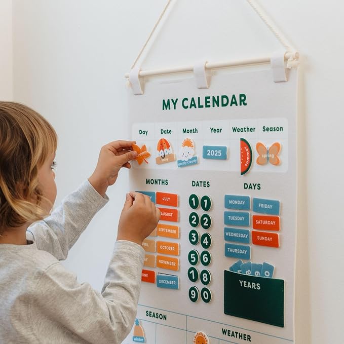 Beautiful Toddler and Kids Calendar - Perfect Homeschool Supplies With Months, Days of the Week, Season and Weather - Cute Play Room Decor Essentials for Preschool Learning & Organization