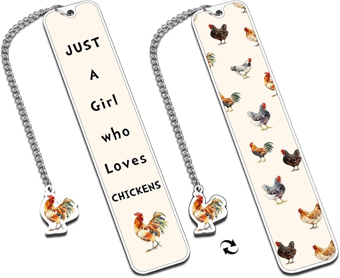 Funny Book Marks for Reading Women Chicken Lover Bookmark for Women Girls Farm Animal Lover Gift Reading Accessory Birthday Christmas Gift Gag Gifts Basket Stuffers Just a Girl Who Loves Chickens