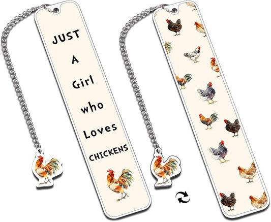 Funny Book Marks for Reading Women Chicken Lover Bookmark for Women Girls Farm Animal Lover Gift Reading Accessory Birthday Christmas Gift Gag Gifts Basket Stuffers Just a Girl Who Loves Chickens