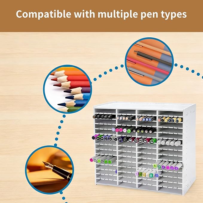 Marker Organizer, 270 Slots Marker Holder Organizer Marker Storage with Divider Art Marker Rack for Pencils Art Brushes Pens Colored Adjustable Pencil Holders for Desk Organizer