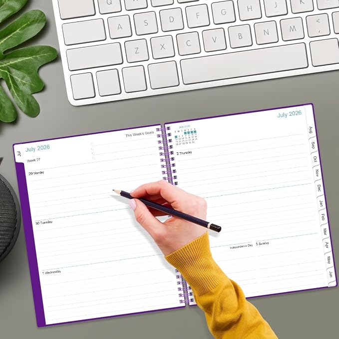 2026-2027 Planner - Planner 2026-2027 from July 2026 to June 2027 with 12 Monthly Tabs, Flexible Cover, Inner Pocket, 8.5" x 11", Purple-B