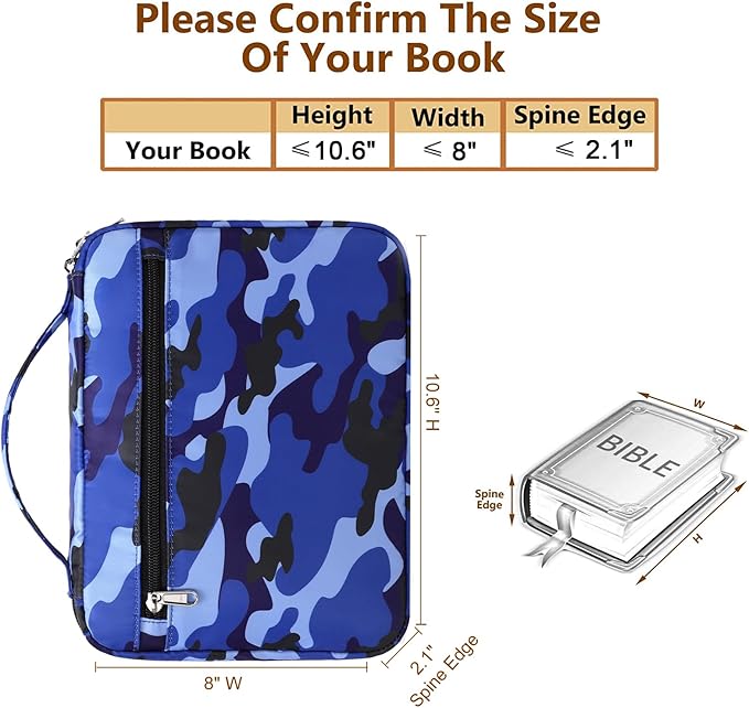 Octsky Bible Book Covers for Boys, Kids Bible Case/Holder/Protective with Pocket, Camo-2