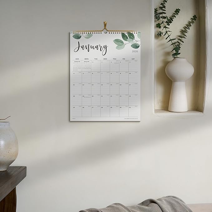 Calendar 2026, Wall Calendar 2026 from January 2026 to June 2027, Perfect for Home Schooling Plan, Daily Blocks with Julian Dates, Premium Monthly for Organizing,15 x 12 Inches