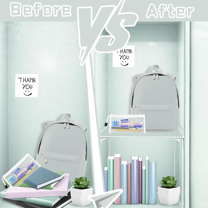 Demonwer Locker Organizer Shelf Grayish White Stackable Extra Locker Shelf Storage Cabinet Accessories for Back to School Office Home Gym Supplies
