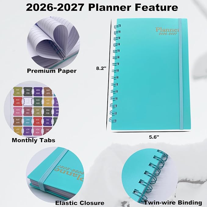 Planner 2026-2027,Weekly Monthly Planners 2026-2027,18 Monthly Planner from January 2026 to June 2027,Thick Paper,5.6"x 8.2",Daily Planners Notebook Green