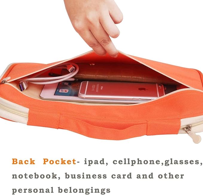 JAKAGO A4 Travel Portfolio Multifunctional Document Organizer Zippered Case for Office Supplies (Orange)