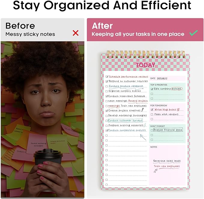 Taja To Do List Notepad - To Do List Notebook for Work with 52 Sheets, 9.8" x 6.5", Undated Daily Planner Perfect for Daily Tasks and Goal Setting, Notepad Suitable for Office, Home & School - Bubble Checkered