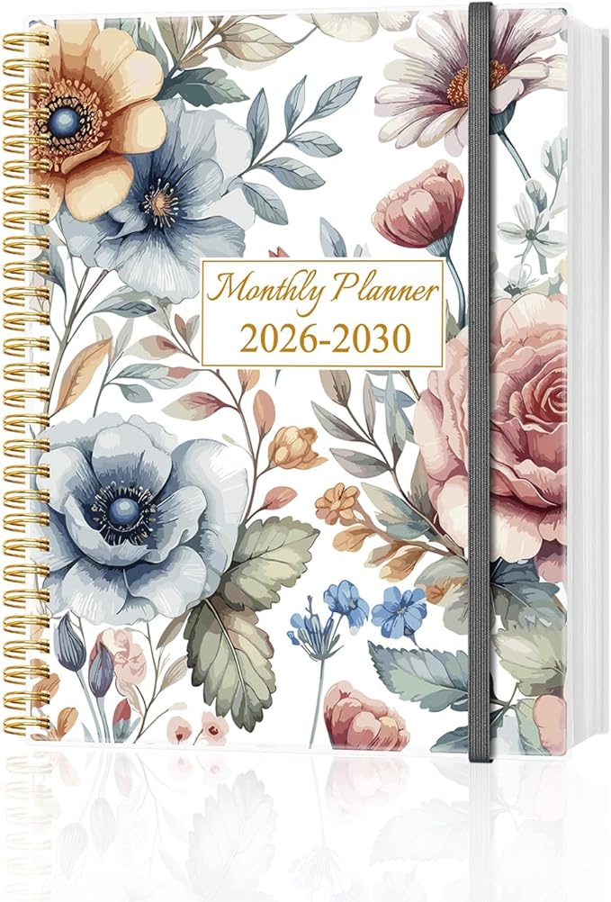 2026-2030 Monthly Planner - 60 Month PLanner Calendar from January 2026 to December 2030, 5 Year Planner 2026-2030 with Flexible Cover, Inner Pocket, Perfect for Home | School | Office, 8.5" x 11", Colorful Large Flower