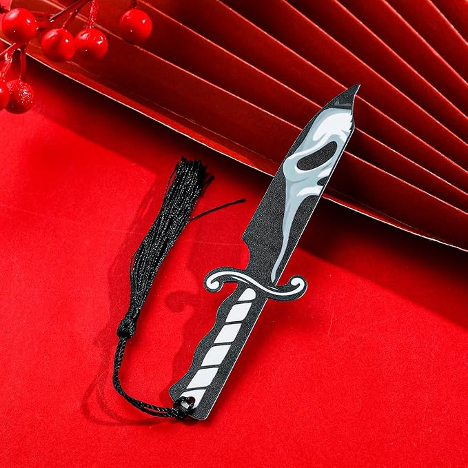 3Pcs Horror Movie Series Bookmarks, Featured Characters Halloween Themed Dagger Acrylic Bookmarks for Book Fans, Writers, Scholars, Bookworms, Friends (3Pcs Dagger Mask)