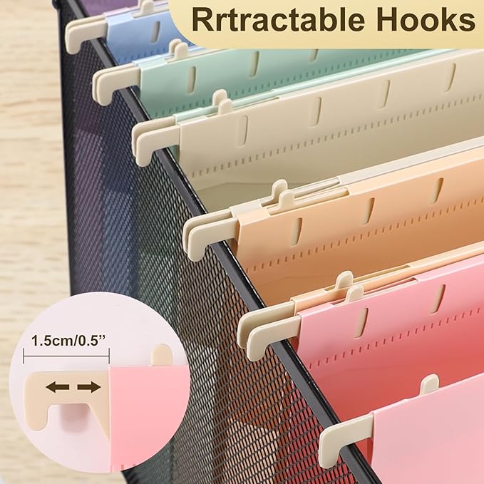 Plastic Hanging File Folders Letter Size,6 Pack Extra 2 Inch Capacity Hanging File folders with Tabs,Heavy Duty for Filing Cabinet,Home and Office File,Pastel Colors