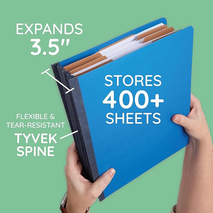 Blue Summit Supplies Dark Classification Folders, 3 Dividers, Letter Size with 2 Inch Tyvek Expansions, Use for Organizing Medical Records & Client Files, Great as Lease Folders, 10 Pack