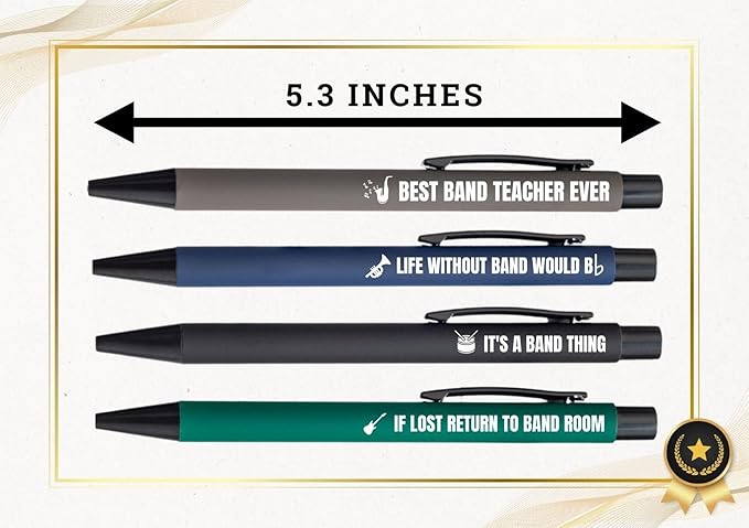 InnoBeta Music Teacher Gifts for Women, Ballpoint Pen Set of 4, Funny Gifts in Teacher Appreciation Day, Birthday, Christmas - Band