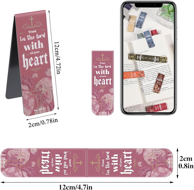 48 Pcs Bible Verses Magnetic Bookmarks, 24 Styles Christian Magnet Book Markers Motivational Encouraging Magnetic Page Clip Stocking Stuffers Christmas Gifts for Women Men School Office Supplies