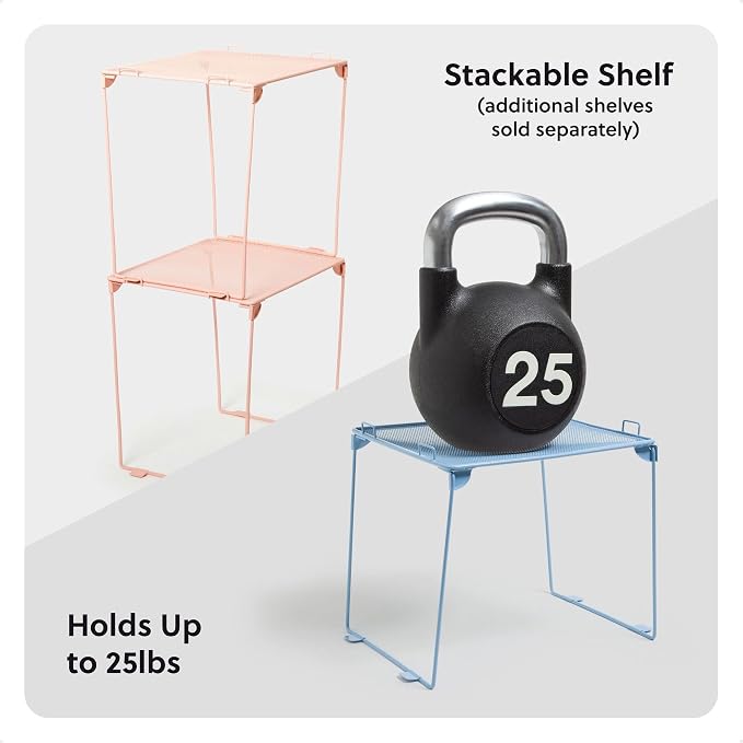 U Brands Mesh Locker Organizer Shelf, 11" x 10" x 12", Peachy Pink, Back to School Essentials, Stackable, Fits Standard Size School Lockers
