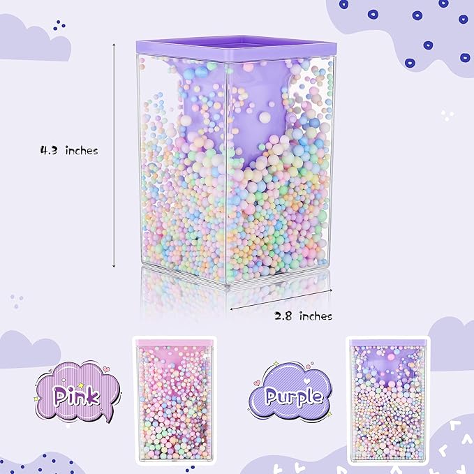 Zonon 2 Pieces Bubble Pen Holder for Desk Cute Makeup Brush Organizer & Pencil Holder with a Playful Sphere Design, Kawaii Desktop Accessories for Women, Office & School(Pink and Purple)