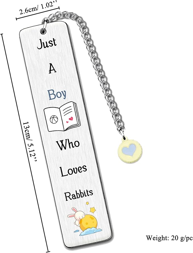 Rabbit Bookmarks Best Friend Man Teens Distance Accompany Just a Boy who Loves Rabbits Son Brother Grandson Book Accessory Personalised Birthday Boyfriend Valentines Day Rabbit Lover Christmas Gifts