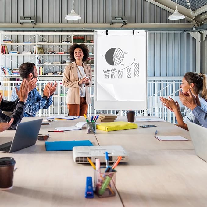 TANKEE Mobile Whiteboard on Wheels - 40'' x 26'' Portable Magnetic Standing White Board, Dry Erase Board with Stand, Flip Chart Easel for Classroom Teachers with Paper Pads
