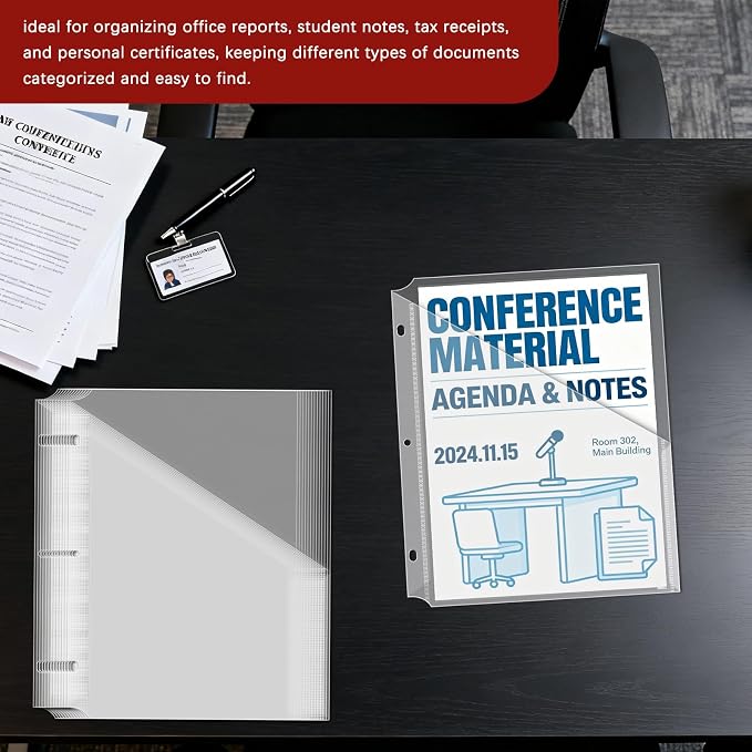 15Pack 3 Hole Punch Clear Plastic Document Folders,Organized Up Poly Translucent Slash Slash File Jacket US Letter/ A4 Size 18C(1.8mm),L-Tape Transparent Document Folders Copy Safe Pockets