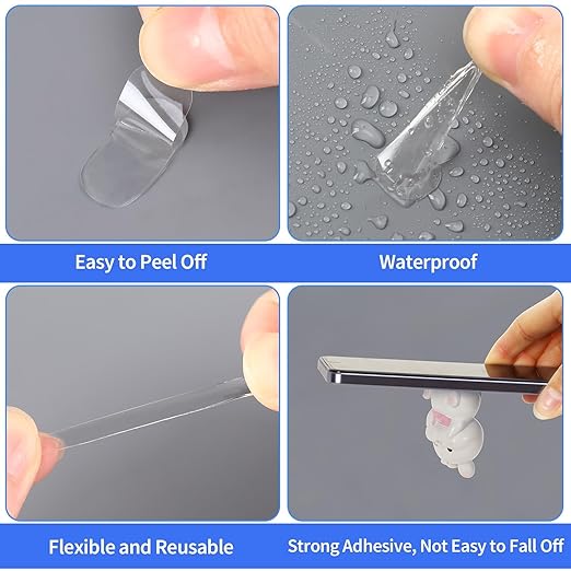 JANYUN 280 Pcs Mounting Putty, Double Sided Sticky Dots Removable Poster Putty Clear Sticky Tack for Wall Hanging Pictures Putty for Home Office Decor (20x10mm)