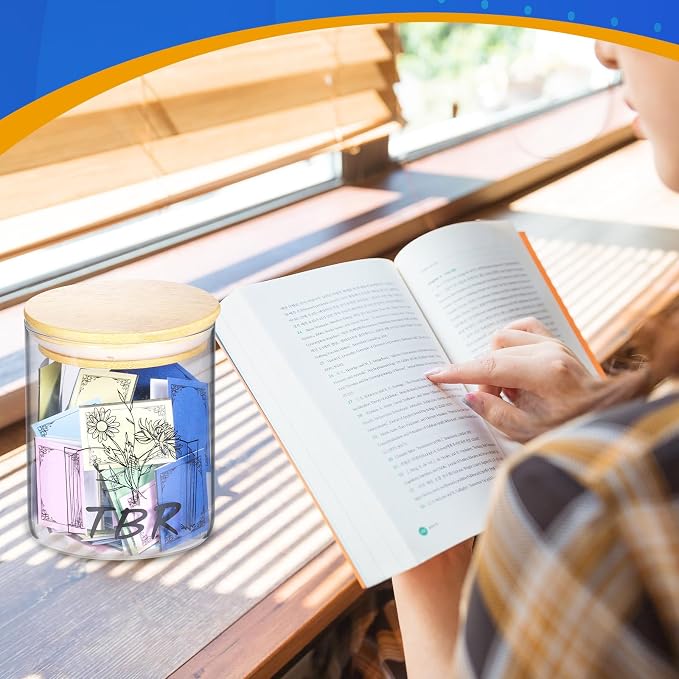 TBR Jar Gifts for Book Lovers to Be Read List Reader jar with 100 Colorful Notes Bookish Accessories Bookworm Gift for Book Club Book lover Women Students and Teacher (Style 1)