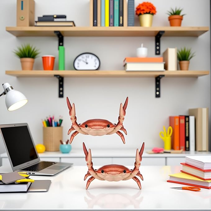 2Pcs Creative Crab Pen Holder Weightlifting Crabs Pen Stand Storage Rack, Office Desktop Decoration, Pencil Holders Supplies Holders and Dispensers, Desk Accessories and Workspace Organizers (Red)