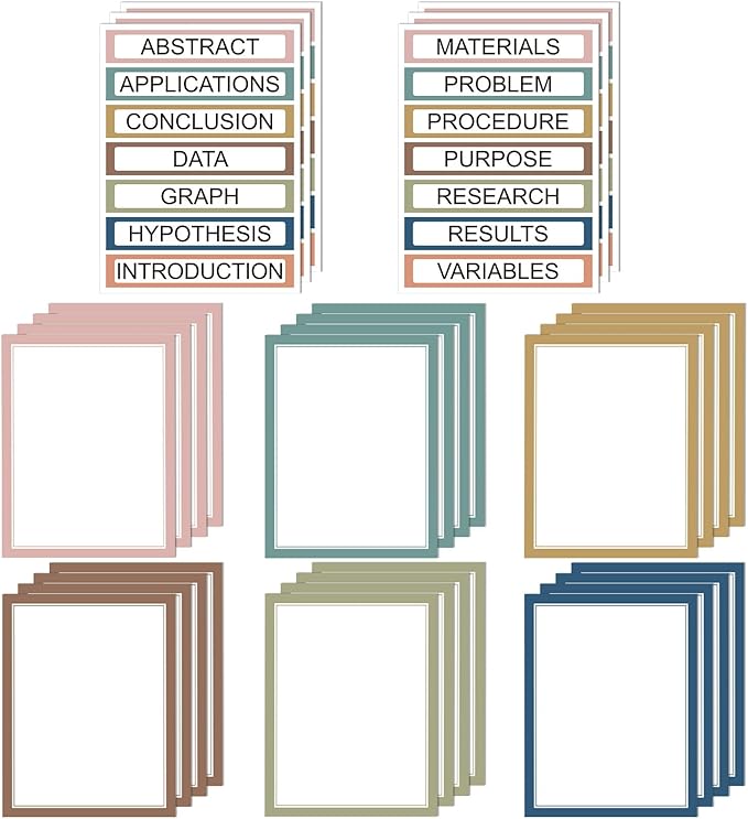 24 Sheets Science Board Supplies 18 Self Adhesive Presentation Science Subtitles & 6 Project Titles Board Sticker for School Office Supplies(Bright Color)