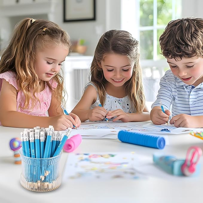 ZWlOT Golf Pencils with Eraser, #2 HB Half,4" Mini,Pre-Sharpened,120/200/320 Count Pencils Wood Cased Short for Classroom, Office, School, Wedding and Party Game(Blue-200pcs)