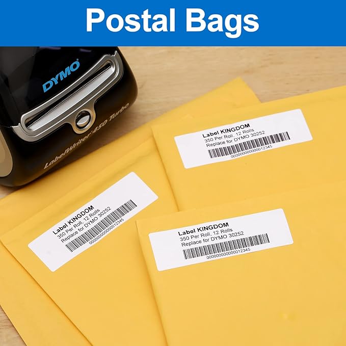 12 Rolls 1-1/8" x 3-1/2" Thermal Labels Replacement for DYMO LW 30252 Multipurpose Address Barcode Label Maker Refills for Label Writer 450, 450 Twin Turbo, 4XL Printers