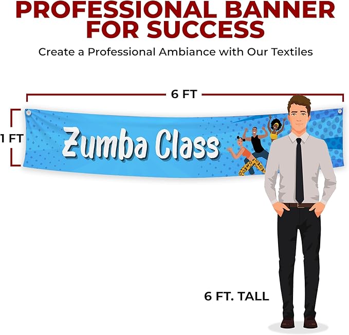 Zoomba Class Large Banners and Signs for Outdoor by Mavis Printing-Polyester Banner with 4 Holes for Easy Hang Indoor & Outdoor|4x1 Feet HD Print Sign to Promote Church| Made in USA