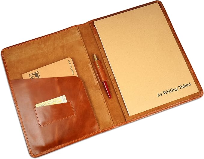 Heavy Duty Buffalo Leather Legal Pad Portfolio | Handmade Executive Notebook Binder Portfolio | Professional Padfolio Organizer | Business Gift for Men and Women : Brown