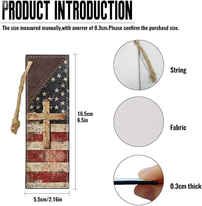 Small Bible Cover Case for Women Men Amercan Flag and Cross PU Leather Bible Case with Bookmark Church Bag Book Carrying Case Bible Cover for Women Men Bible Case for Men Women