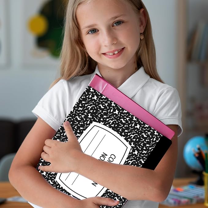JarThenaAMCS 12 Pcs Composition Notebook File Folders Black White Decorative File Pockets for Filing Cabinet Back to School Supplies, 8.5 x 11 Inch