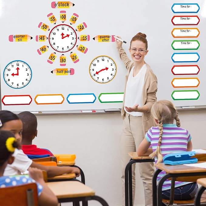 Color Telling Time Bulletin Board Decorations Classroom Decoration Analog Clock Practice Clock Cutouts Telling Time Teaching Clock for Kids Students Elementary Teacher Supplies