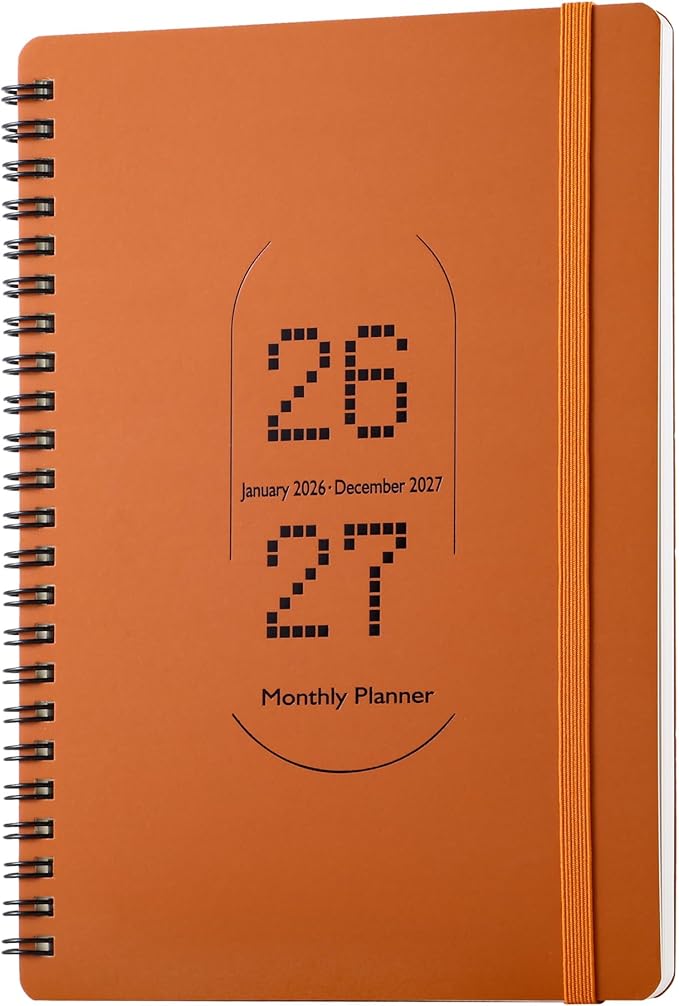A5 Monthly Plan Table 2026-2027 | 24 Months | Premium 120g Paper | Gold Foil (Orange-yellow)