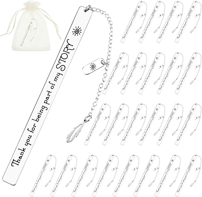 Outus 24 Set Appreciation Gifts for Women Men Bookmark with Chain and Gift Bags for Inspirational Teacher Coworker Valentine Graduation End of Year Retirement Leaving Gift (Thank You)