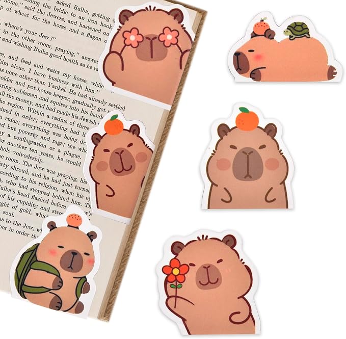 6pcs Capybara Magnetic Bookmarks - Cute Book Markers Clip for Reading Women, Capybara Fun Magnet Page Markers for Book Lovers Reader Men Boys Girls, Funny Capybara Gifts for Teachers Students