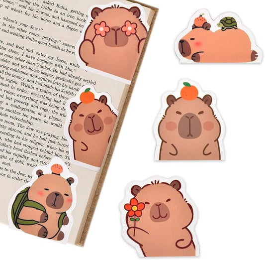 6pcs Capybara Magnetic Bookmarks - Cute Book Markers Clip for Reading Women, Capybara Fun Magnet Page Markers for Book Lovers Reader Men Boys Girls, Funny Capybara Gifts for Teachers Students