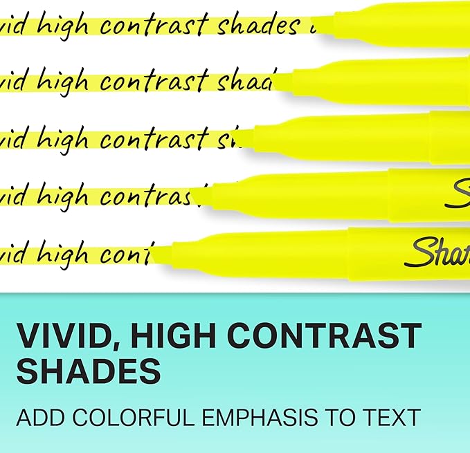 Sharpie Pocket Style Highlighters, Chisel Tip, Fluorescent Yellow, 12 Count (Pack of 12)