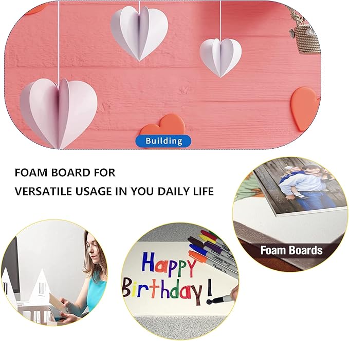 30 Pack White Foam Board for Projects, 12 x 16.5Inch Foam Core Baking Board Mat Board Center, 3/16Inch Thick Polystyrene Foam Sheet for School, Presentation, Signage & Art Crafting
