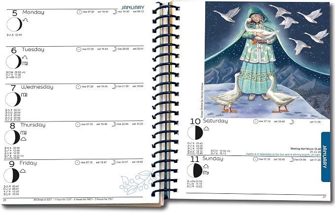 Astrocal Moon Diary 2026, Lunar Calendar Datebook, Personal Organiser, Moon Phase Diary Planner, USA