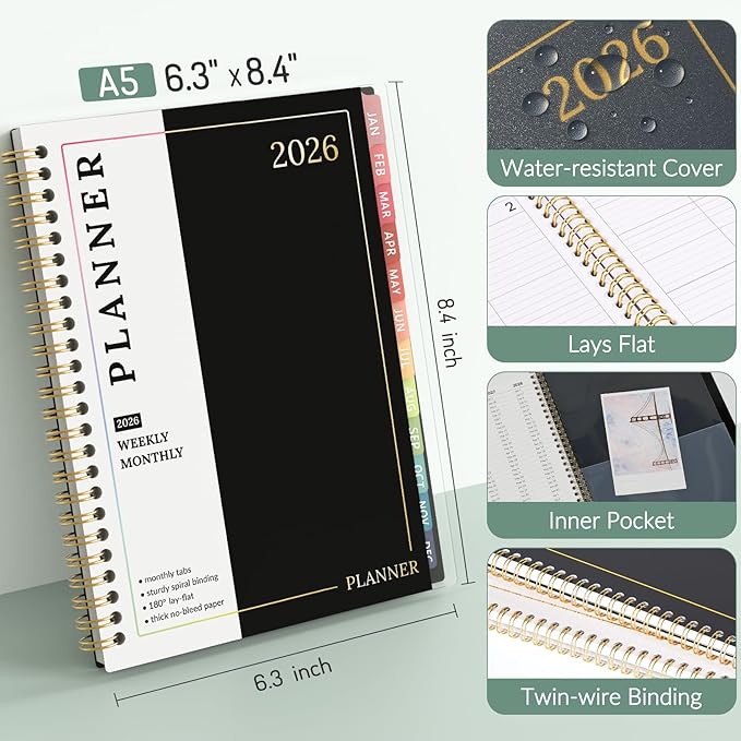 Appointment Book 2026 Planner, Forvencer Daily Weekly & Monthly Calendar Planner (Jan 2026-Dec 2026), 6" x 8", Hourly Agenda Book, 30 Minute Increments, Flexible Cover, Organizer Notebook, A5, Blue