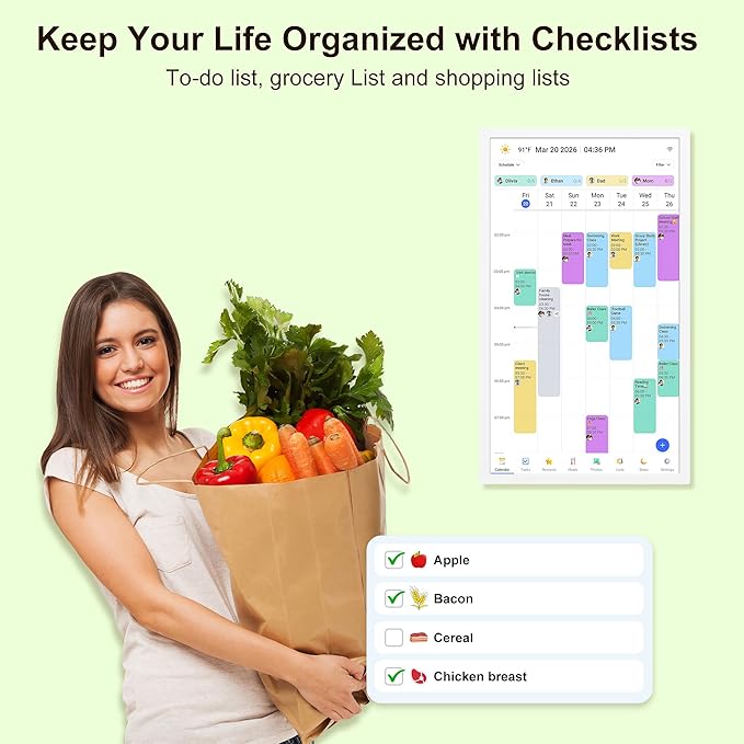 Digital Calendar – 27 Inch Electronic Wall Calendar & Chore Chart, Smart Family Organizer with Interactive Touchscreen Display, Wall Mount in Portrait or Landscape, Gifts for Women Men, Gifts for Mom Dad