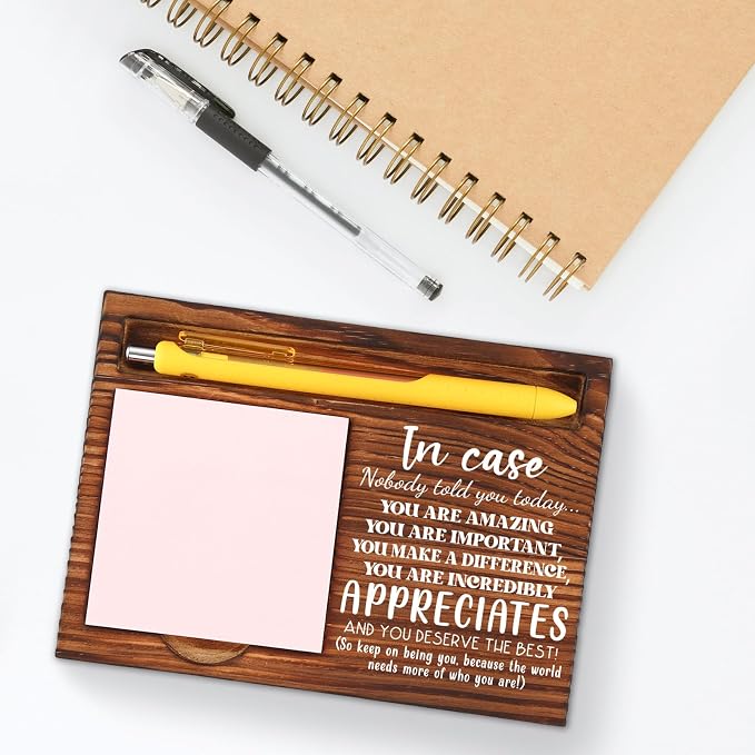 Appreciation Thank You Gift for Coworker Teacher Nurse Friend, Wooden Sticky Note Holder for Desk, Employee Appreciation Desk Organizer, Office Gift for Women Men Mentor HR VN337