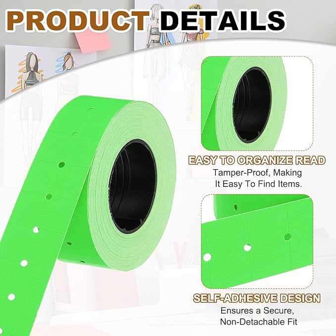 PATIKIL Pricing Labels, 10 Rolls 8000 Price Price Gun Labels Self-Adhesive Rectangular Puzzle Shape Marker Tag Stickers for Date Gun, Green