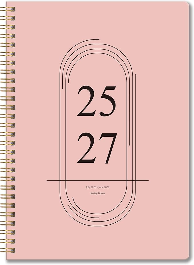 2026-2027 Monthly Planner, Jan 2026-June 2027, B5 (7" x 9"), 2 Year Monthly Planner, 24 month Calendar, Simple Calendar Planner Notebook Soft PVC Cover, Suitable for Schools & Offices, Pink