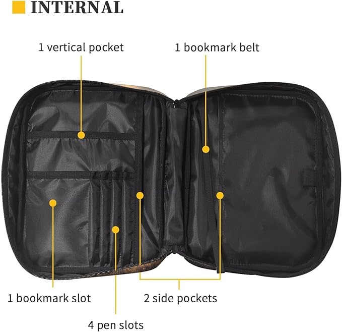 Suobstales Deer Cross Print Bible Cover Portable Carrying Book Case Multi-Functional Bible Case Bible Organizer Case with Handle and Zippered Back Pocket