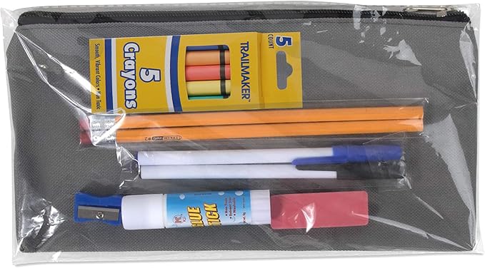 Trail maker 48 Pack Bulk Pencil Case with Supplies Included for Kids, Classrooms - Individually Packaged for Donation | Bulk School Supply Kits for Kids Kindergarten, K-6 Back to School Supplies