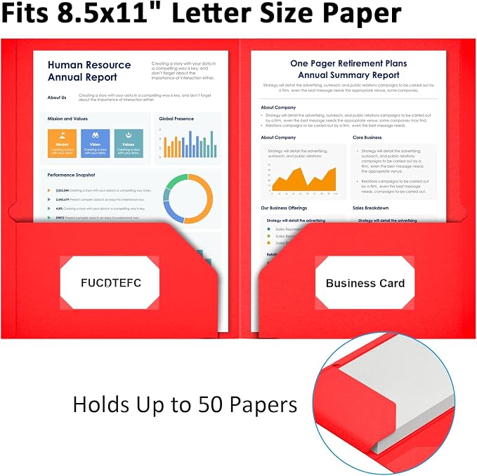 FUCDTEFC Folders with Pockets, 6 Pack Paper 2 Pocket Folders, Heavy Duty Folders for Document with Business Card Slot, Colored File Folders Back to School Supplies for Teacher Kids Office